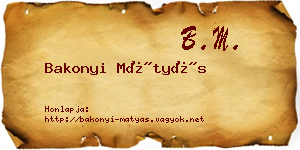 Bakonyi Mátyás névjegykártya